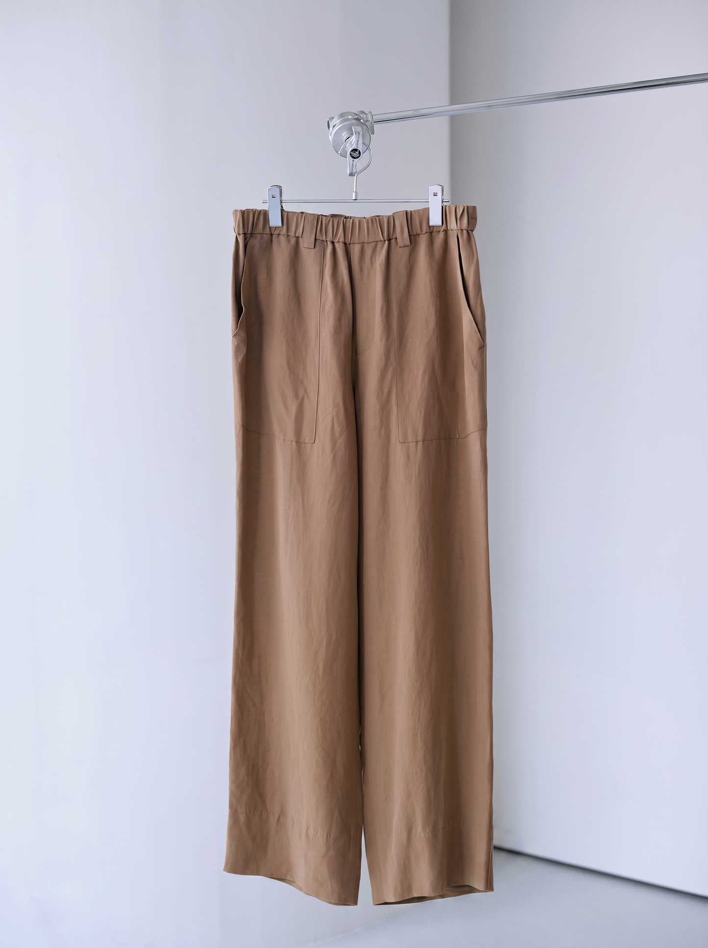 Linen rayon easy utility baker pants (Brown)