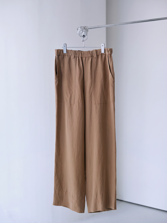 Linen rayon easy utility baker pants (Brown)
