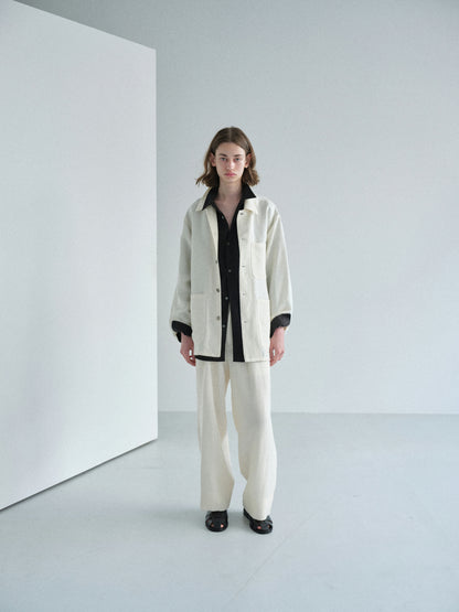 Grampians wool linen wide pants (Off-white)