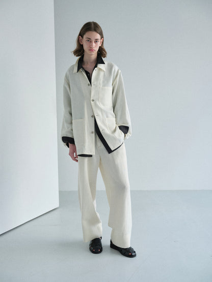 Grampians wool linen wide pants (Off-white)