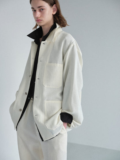 Grampians wool linen dress work jacket (Off-white)