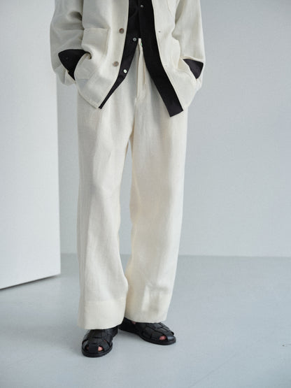 Grampians wool linen wide pants (Off-white)
