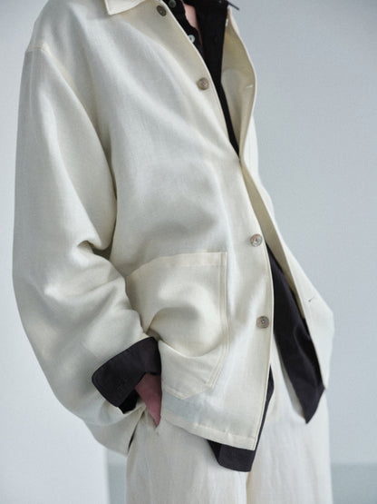 Grampians wool linen dress work jacket (Off-white)
