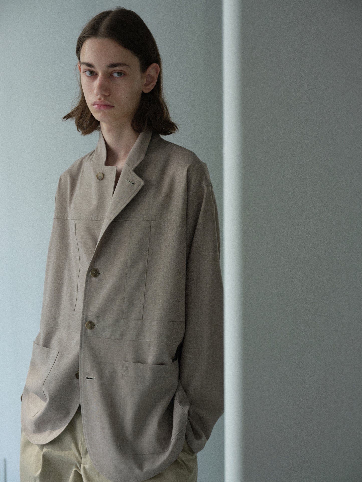 TW tropical washable Norfolk shirt jacket (Beige)