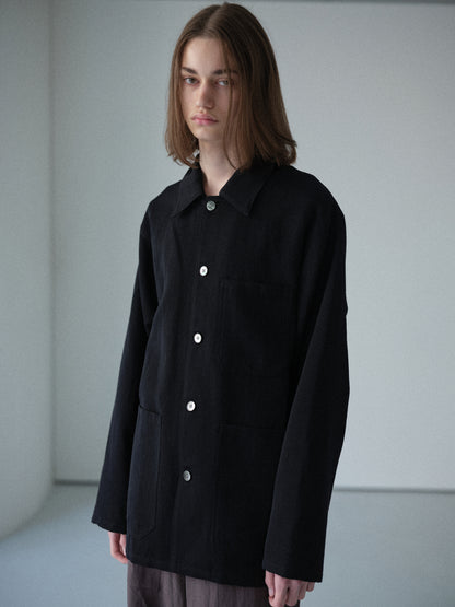 Grampians wool linen dress work jacket (Black)