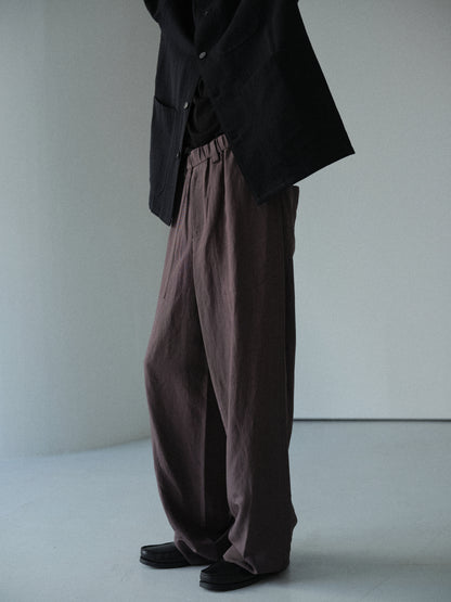 Linen rayon easy utility baker pants (Charcoal)