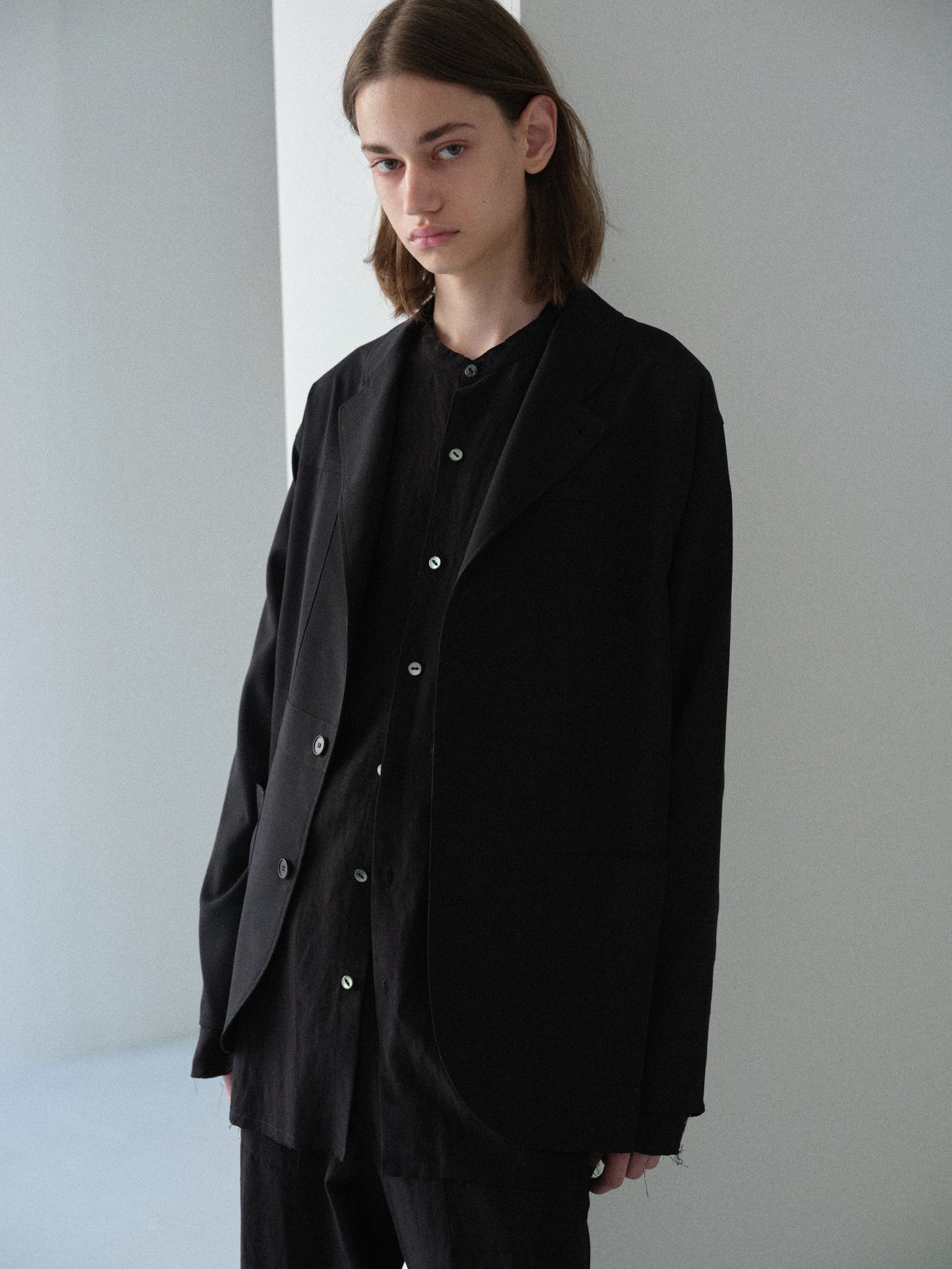 TW tropical washable Norfolk shirt jacket (Black)