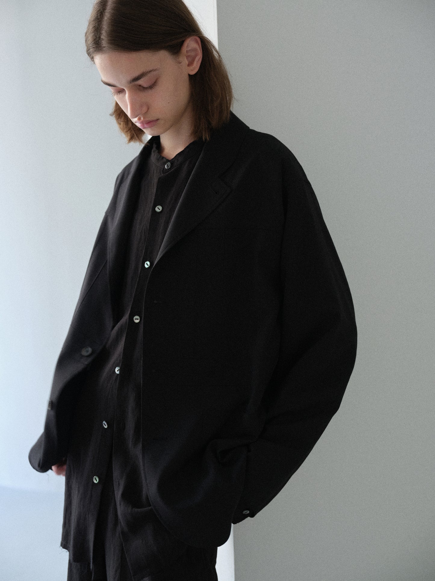 TW tropical washable Norfolk shirt jacket (Black)