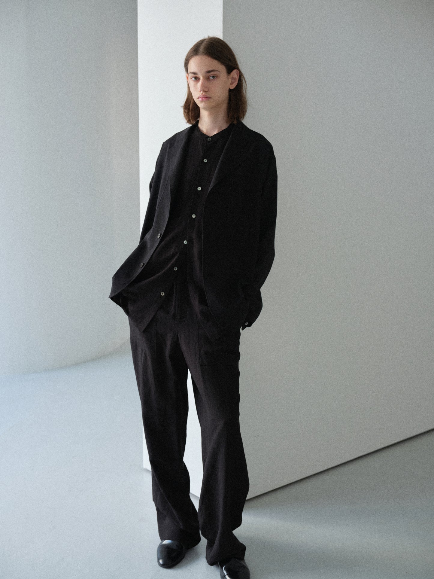 TW tropical washable Norfolk shirt jacket (Black)