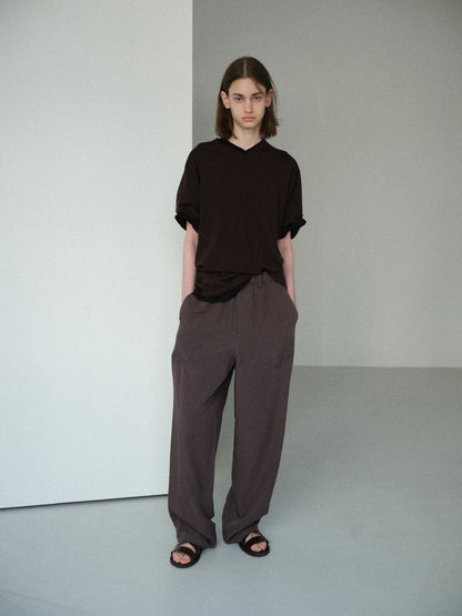 Biella Yarn V-Neck T-Shirt (Brown)