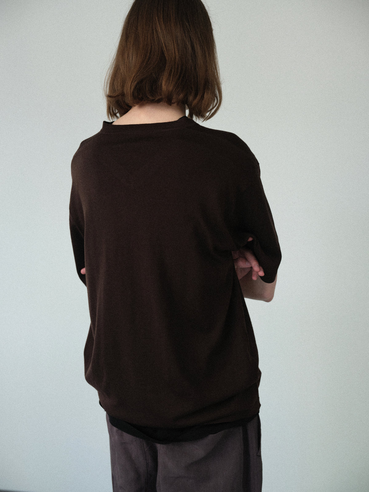 Biella Yarn V-Neck T-Shirt (Brown)