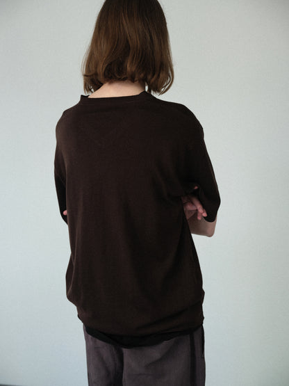 Biella Yarn V-Neck T-Shirt (Brown)