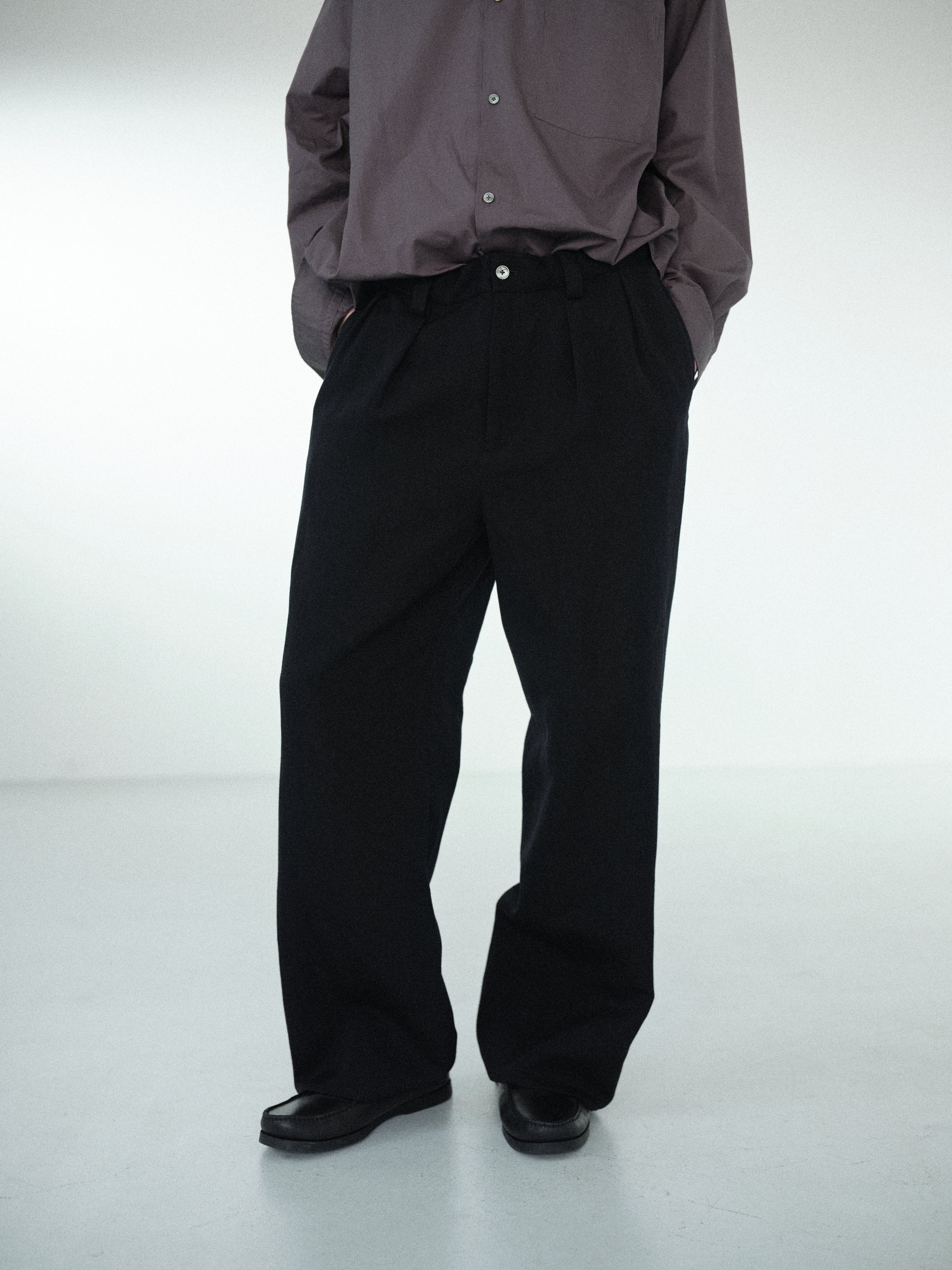 Grampians wool linen wide pants (Black) – SabiN