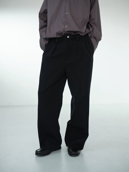 Grampians wool linen wide pants (Black)