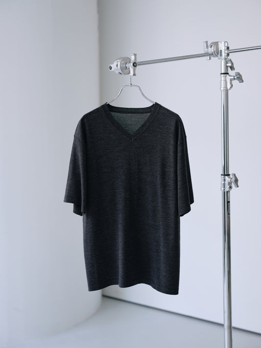 Biella Yarn V-Neck T-Shirt (Charcoal)