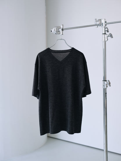 Biella Yarn V-Neck T-Shirt (Charcoal)
