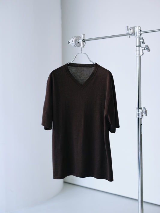 Biella Yarn V-Neck T-Shirt (Brown)