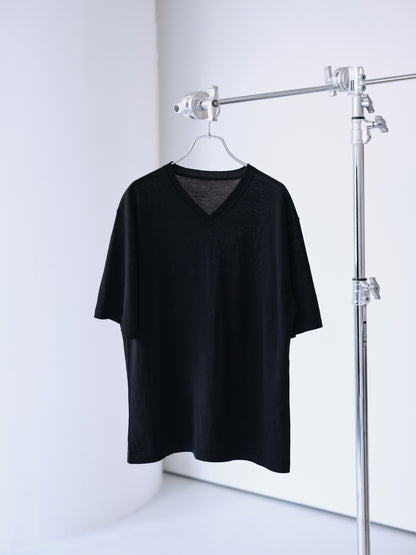 Biella Yarn V-Neck T-Shirt (Black)