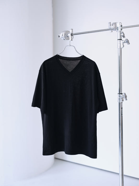 Biella Yarn V-Neck T-Shirt (Black)