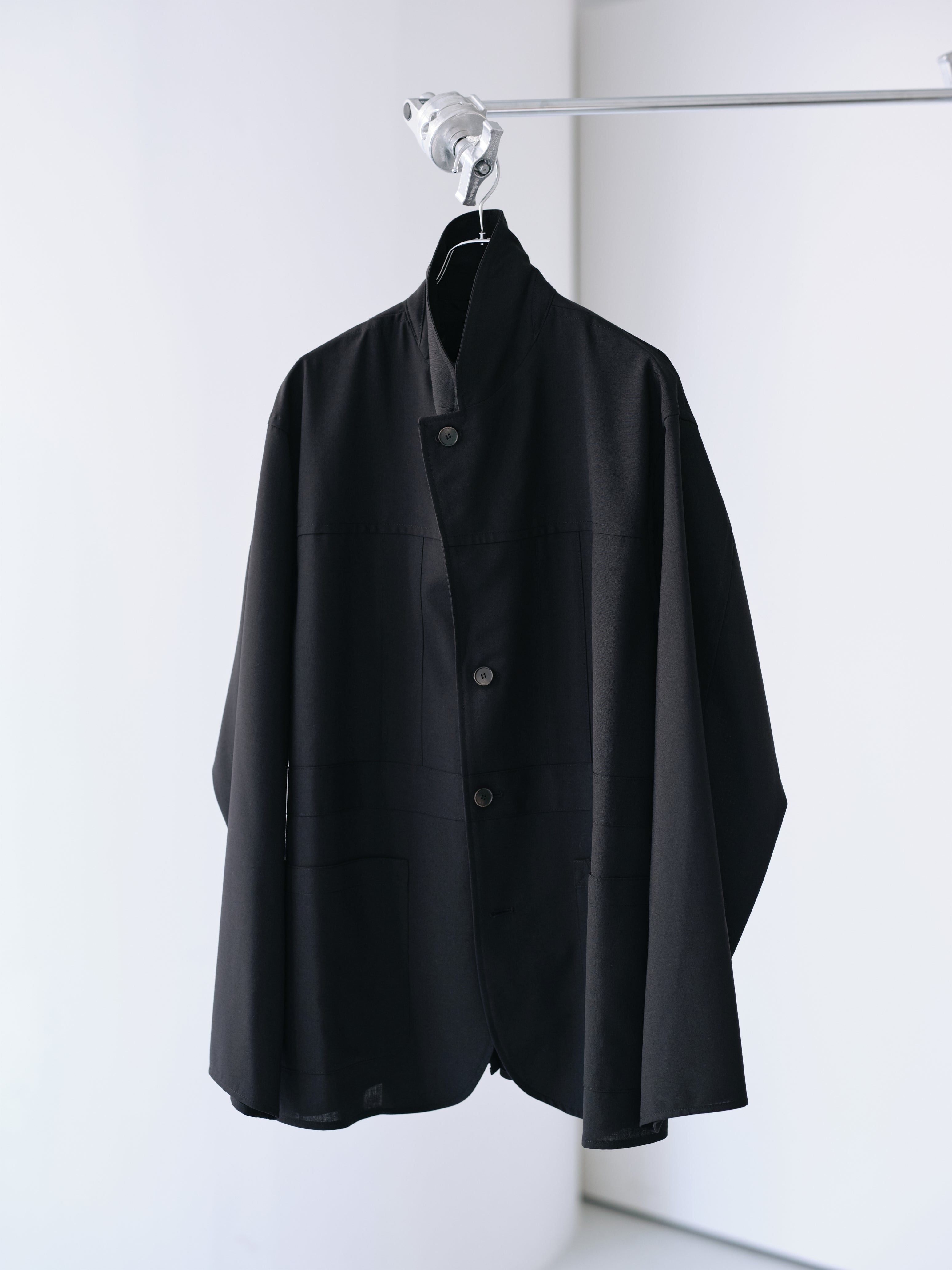 ブラック ジップアップ ウェア TW tropical washable Norfolk shirt jacket (Black) – SabiN