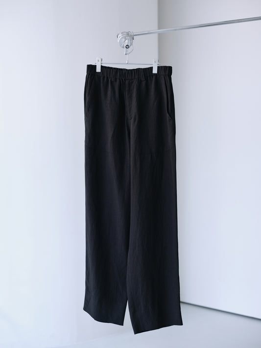 Linen rayon easy utility baker pants (Black)
