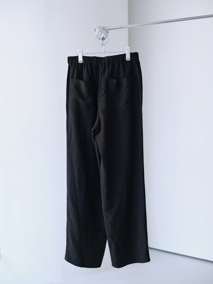 Linen rayon easy utility baker pants (Black)