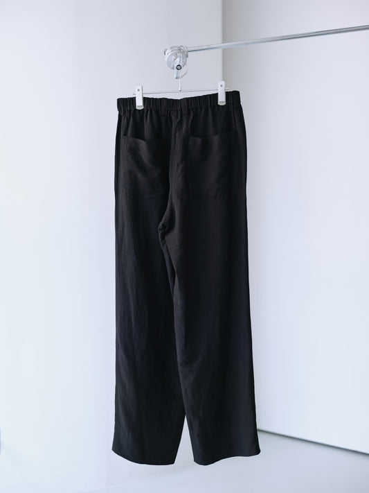 Linen rayon easy utility baker pants (Black)